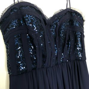 BCBG full length blue prom formal dress sequins
